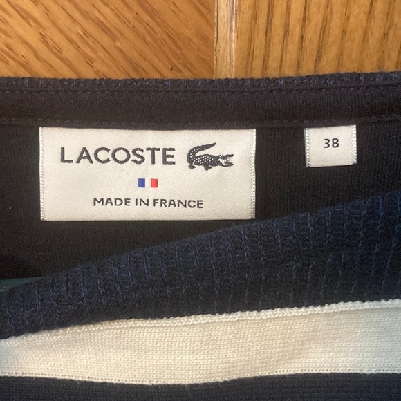 LACOSTE France Navy Blue Boat Neck Contrast Band Cotton Sweatshirt Size 38 (S) - Picture 4 of 7